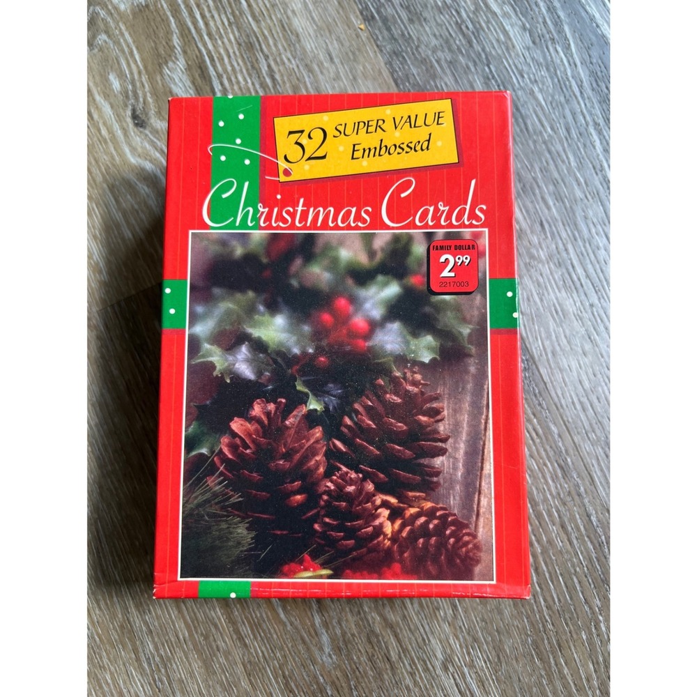 Fantus Christmas Cards Unisex OS Red Embossed Vintage Assorted 31 Count